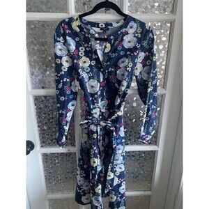 Talbots Floral Dress 10 Petite 10P Cotton  Shirt dress w/Pockets Belted